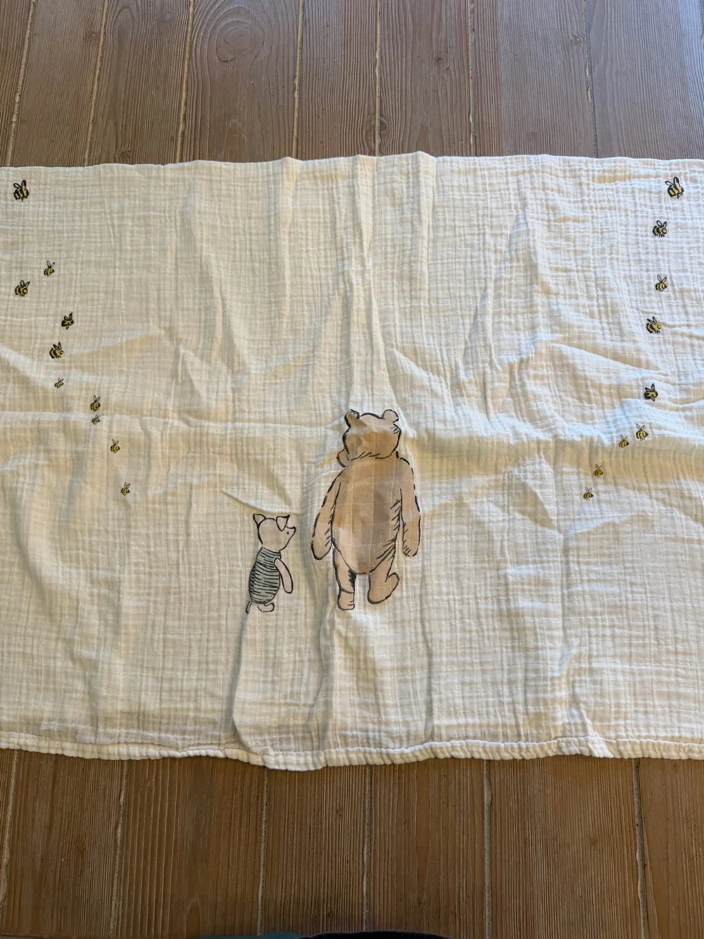 Pottery Barn Disney White and Tan Winnie the Pooh Muslin Swaddles
